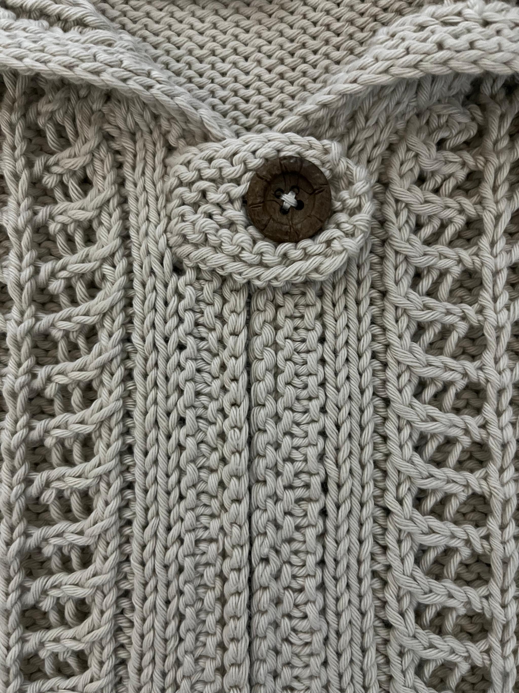 コットン透かし編みパーカー（グレー） | 5枚目