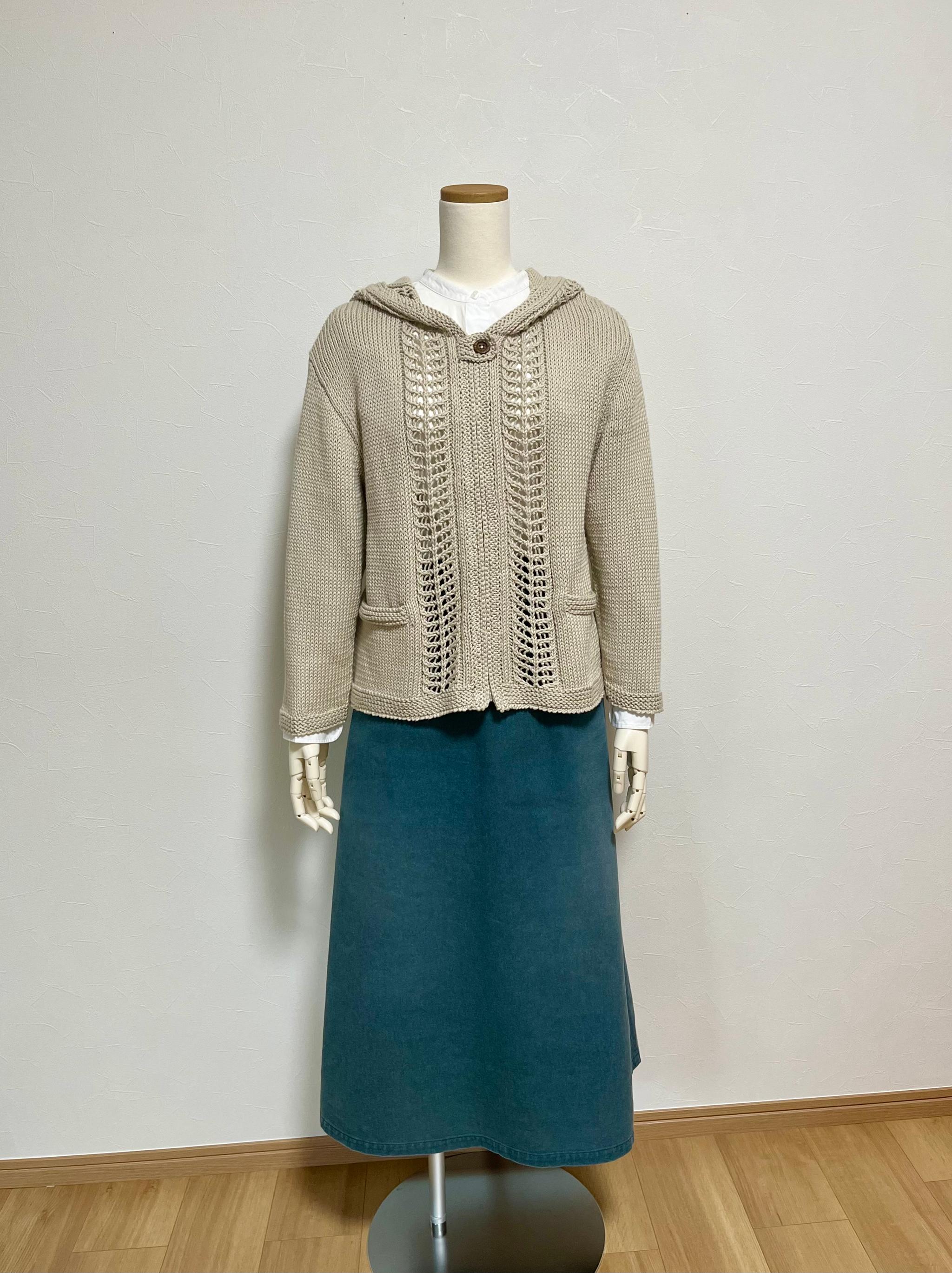 コットン透かし編みパーカー（ベージュ） | 4枚目