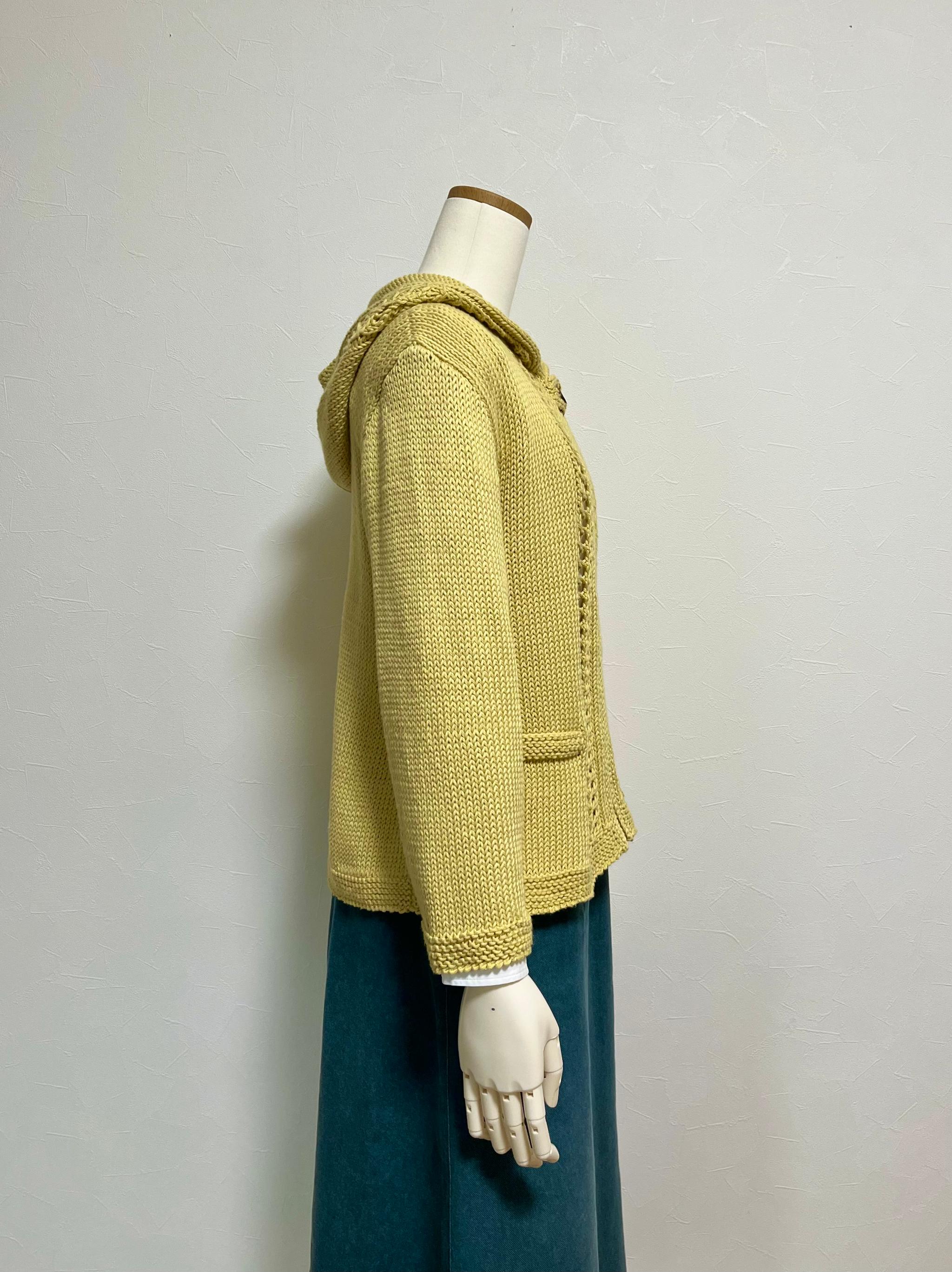 コットン透かし編みパーカー（くすみマスタード） | 2枚目