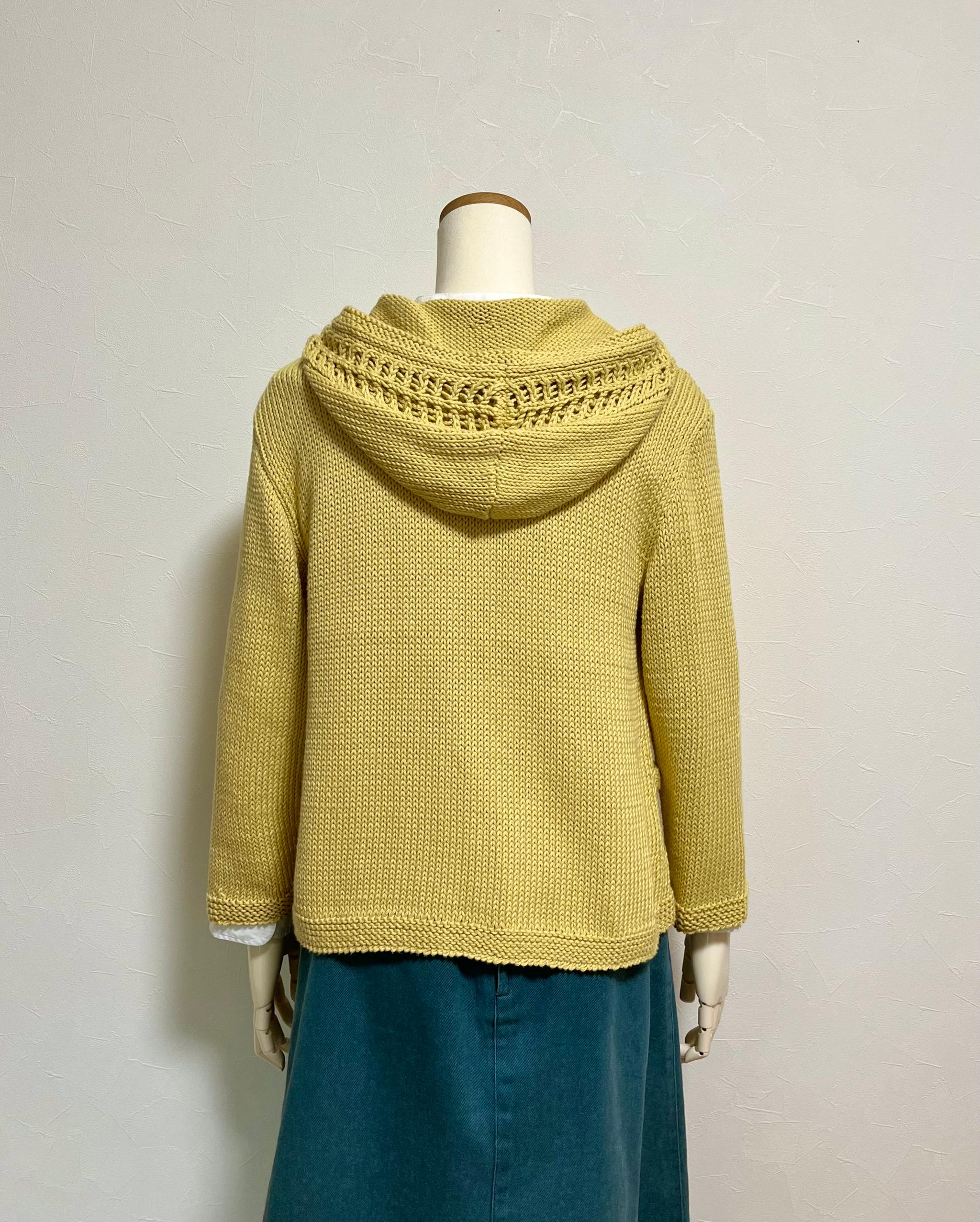コットン透かし編みパーカー（くすみマスタード） | 3枚目