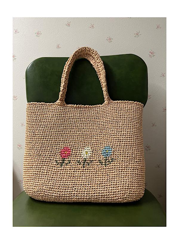 《送料無料》かごバッグ（フラワー）