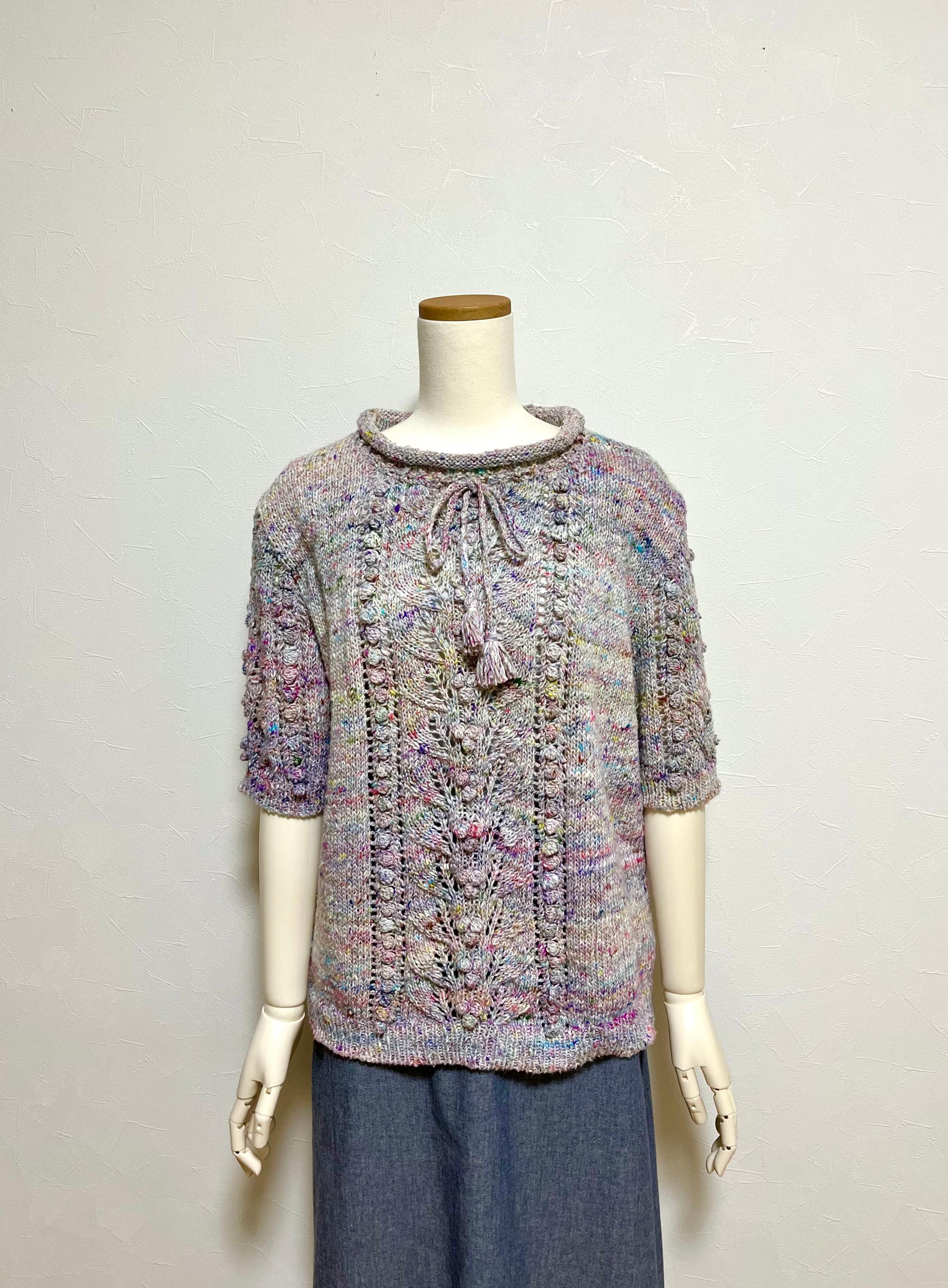 ポップコーン編みのシルクサマーセーター