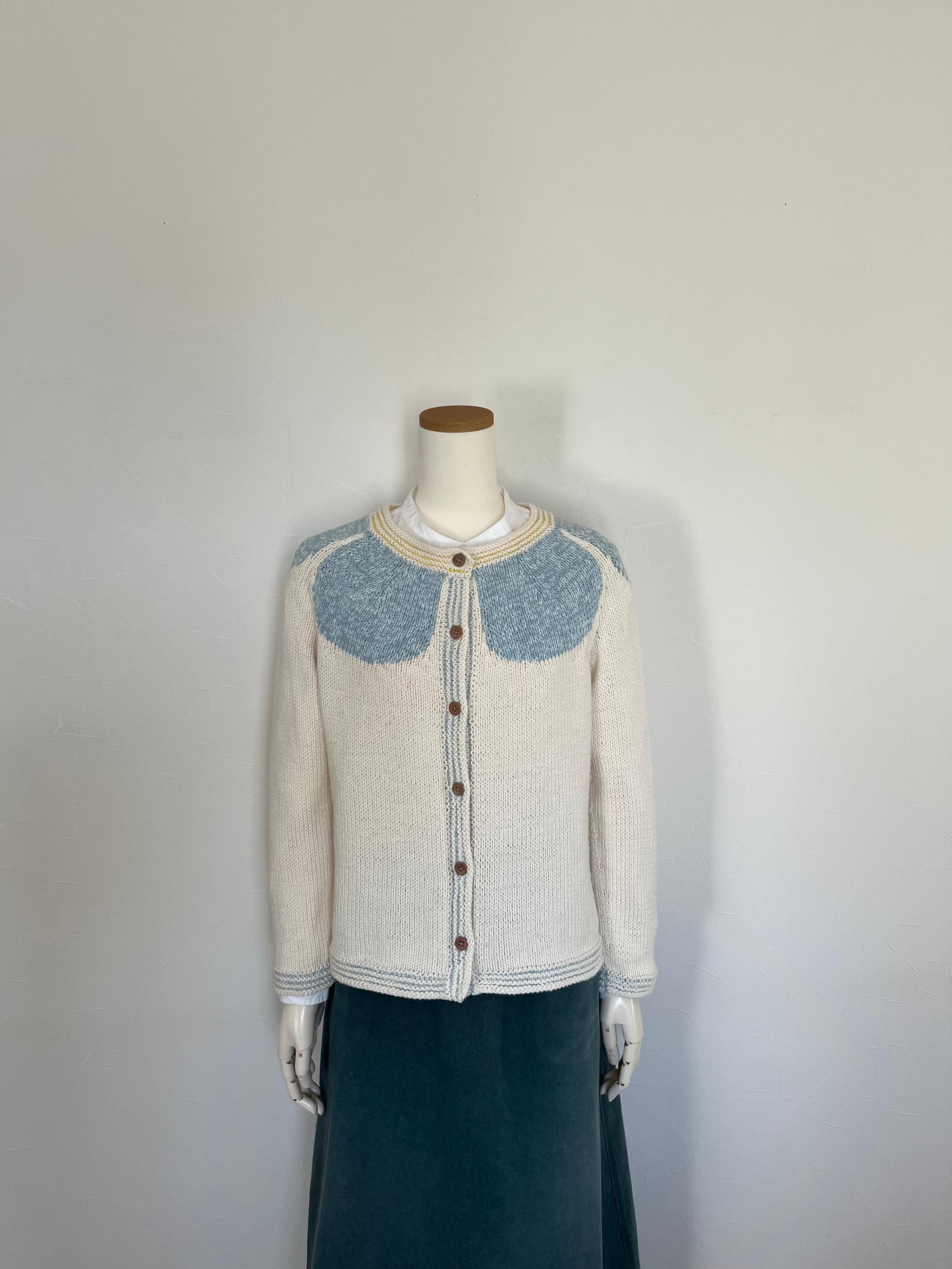 《送料無料》花びらコットンカーディガン（ブルー） | 4枚目