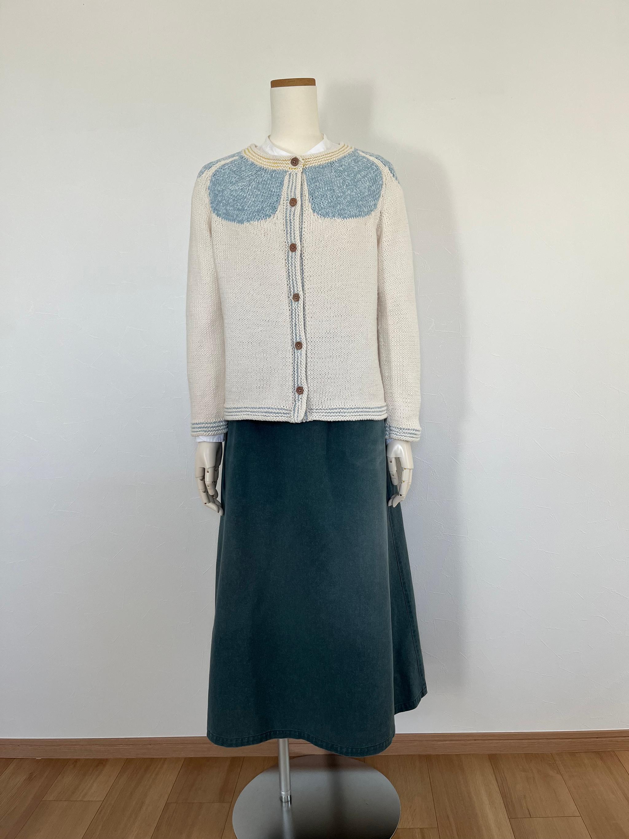 《送料無料》花びらコットンカーディガン（ブルー） | 5枚目