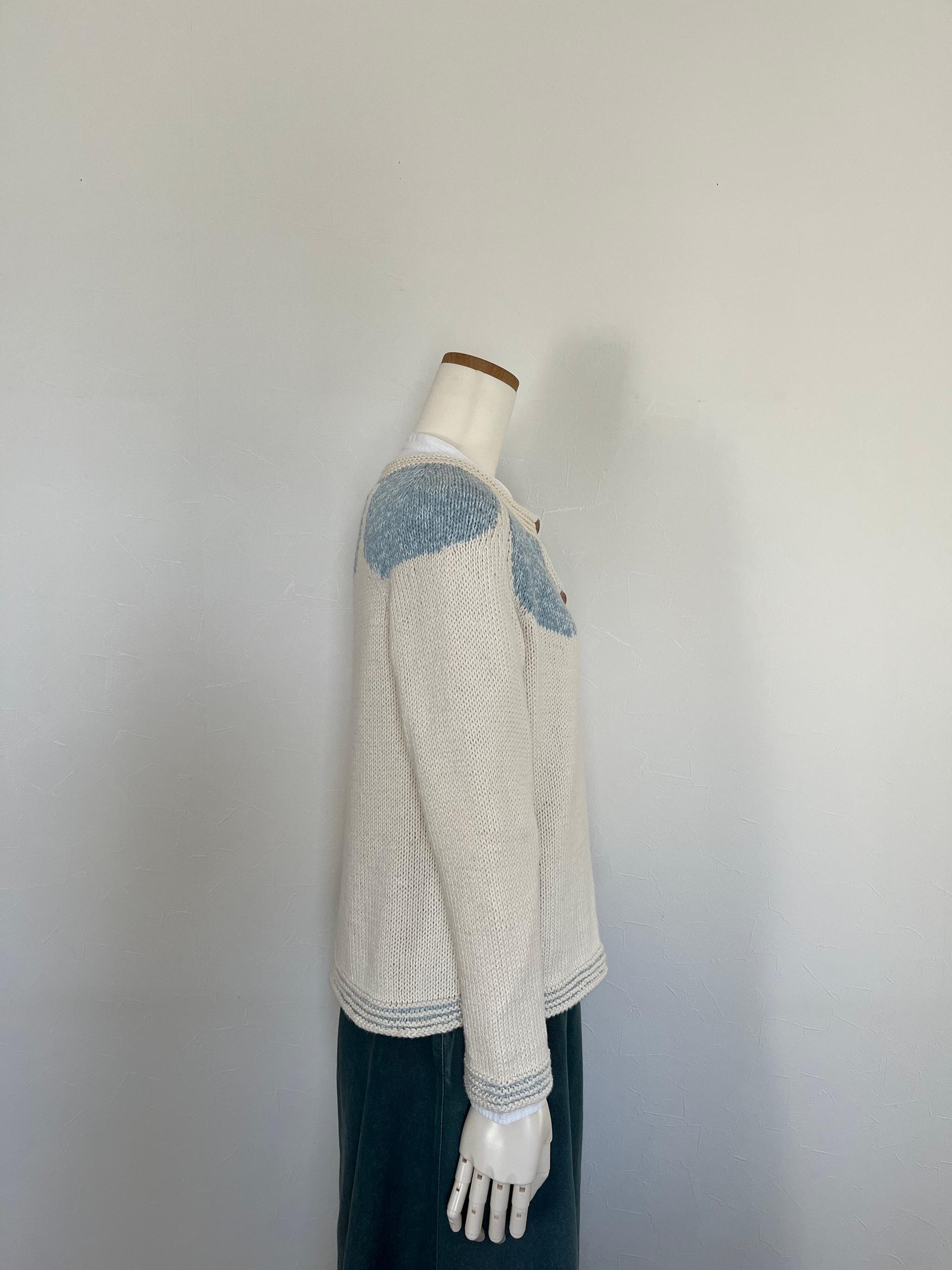 《送料無料》花びらコットンカーディガン（ブルー） | 3枚目