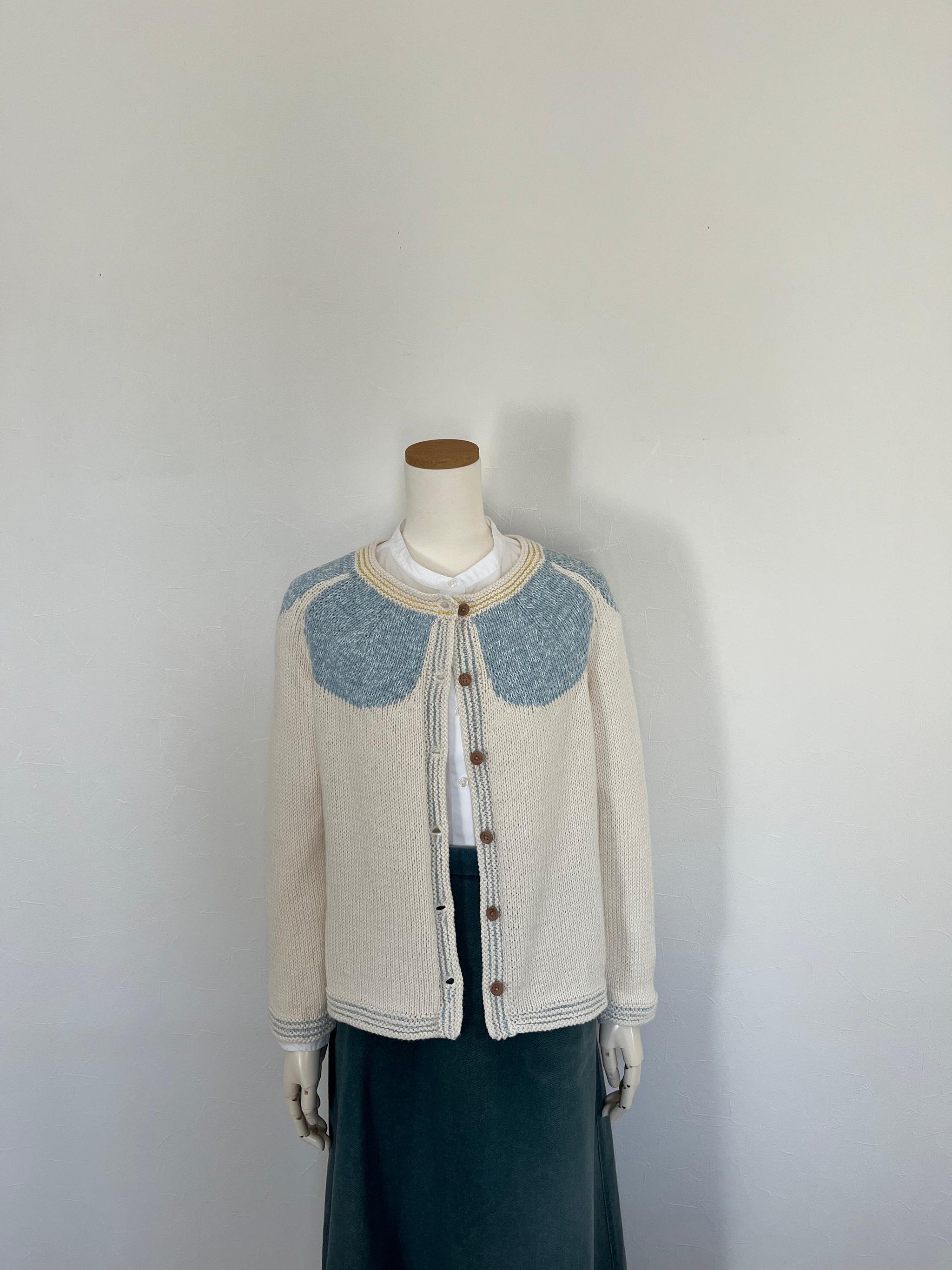 《送料無料》花びらコットンカーディガン（ブルー） | 6枚目