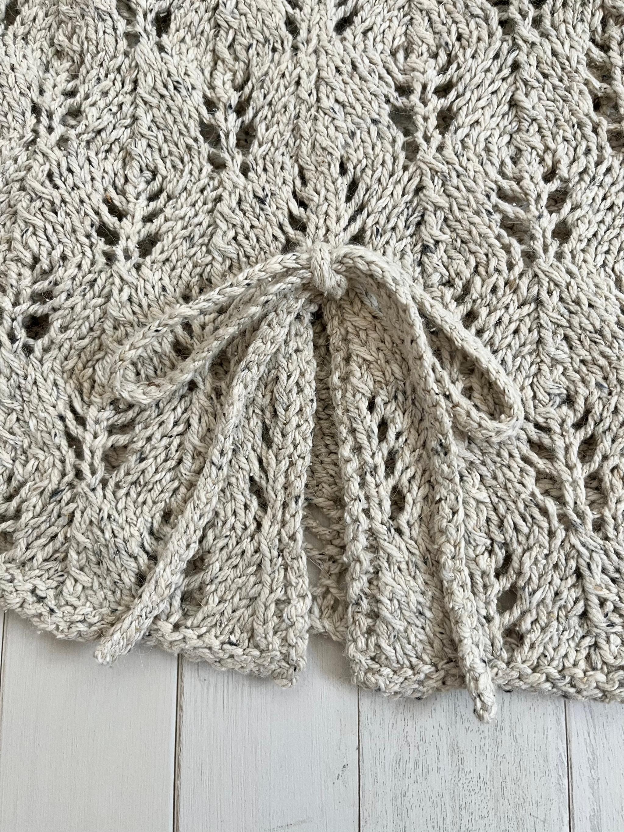 《送料無料》リボン付き透かし編みベスト(グレージュ) | 6枚目