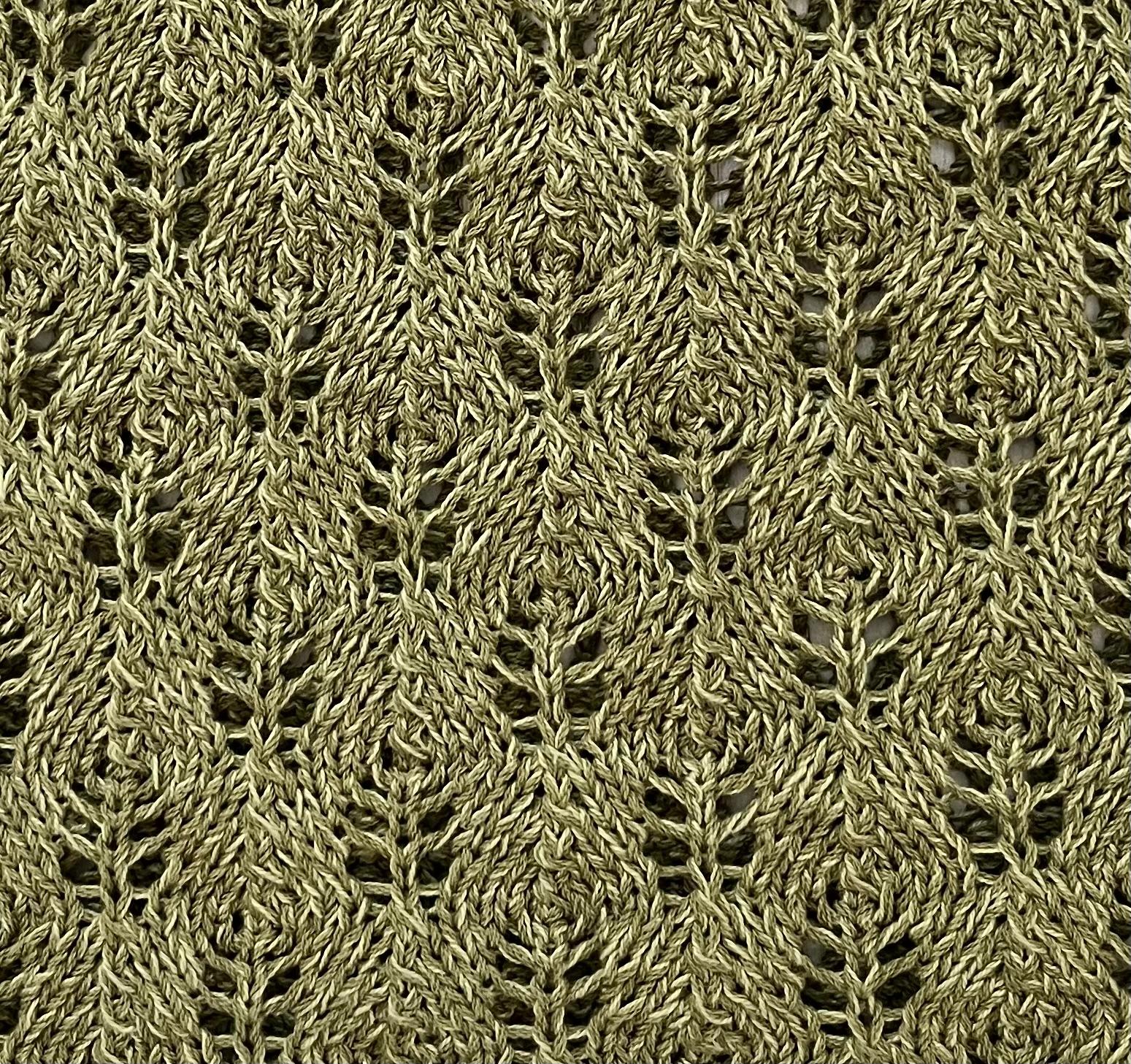 《送料無料》リボン付き透かし編みベスト（モスグリーン） | 5枚目