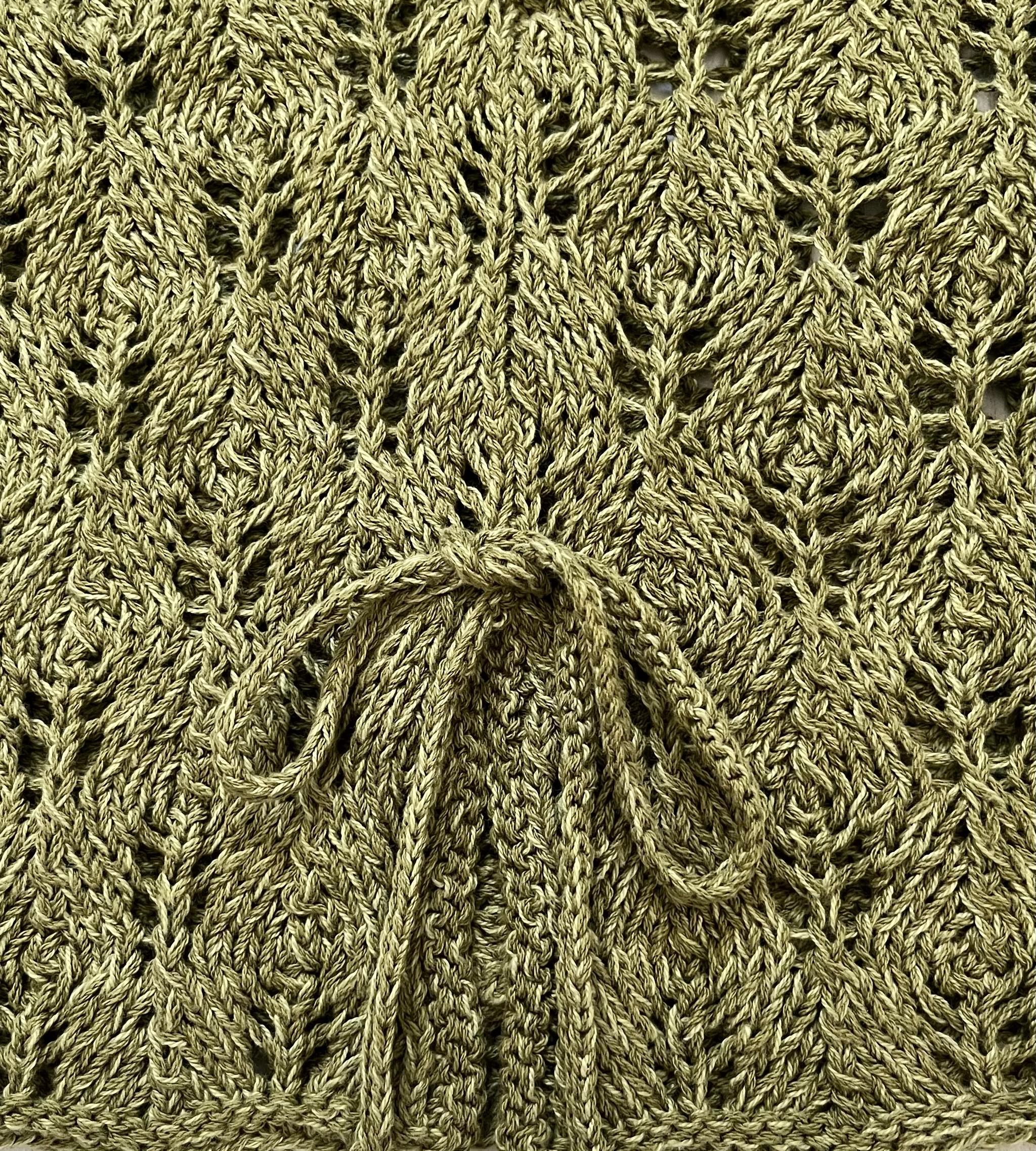 《送料無料》リボン付き透かし編みベスト（モスグリーン） | 6枚目