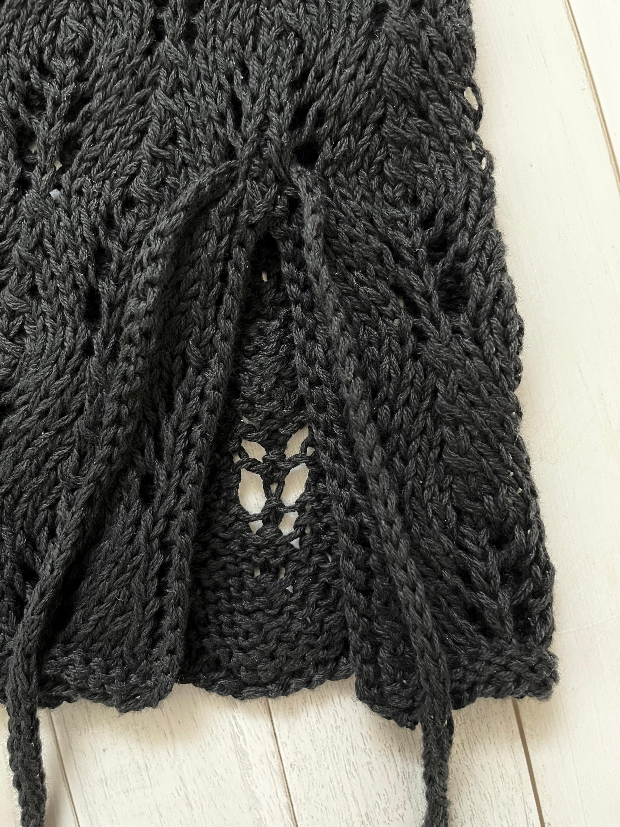 リボン付き透かし編みベスト（ブラック） | 8枚目