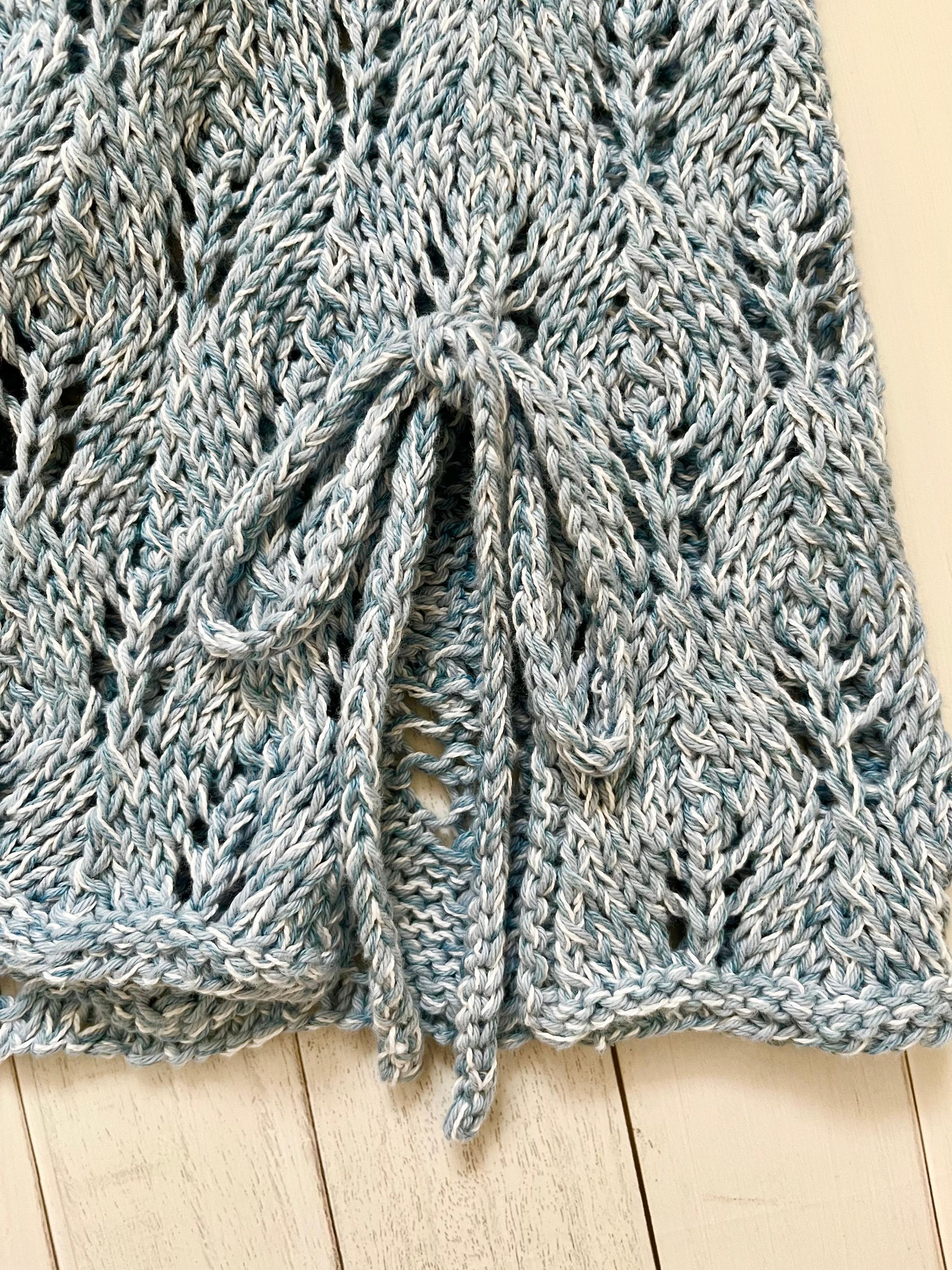 リボン付き透かし編みベスト（ライトブルー） | 7枚目