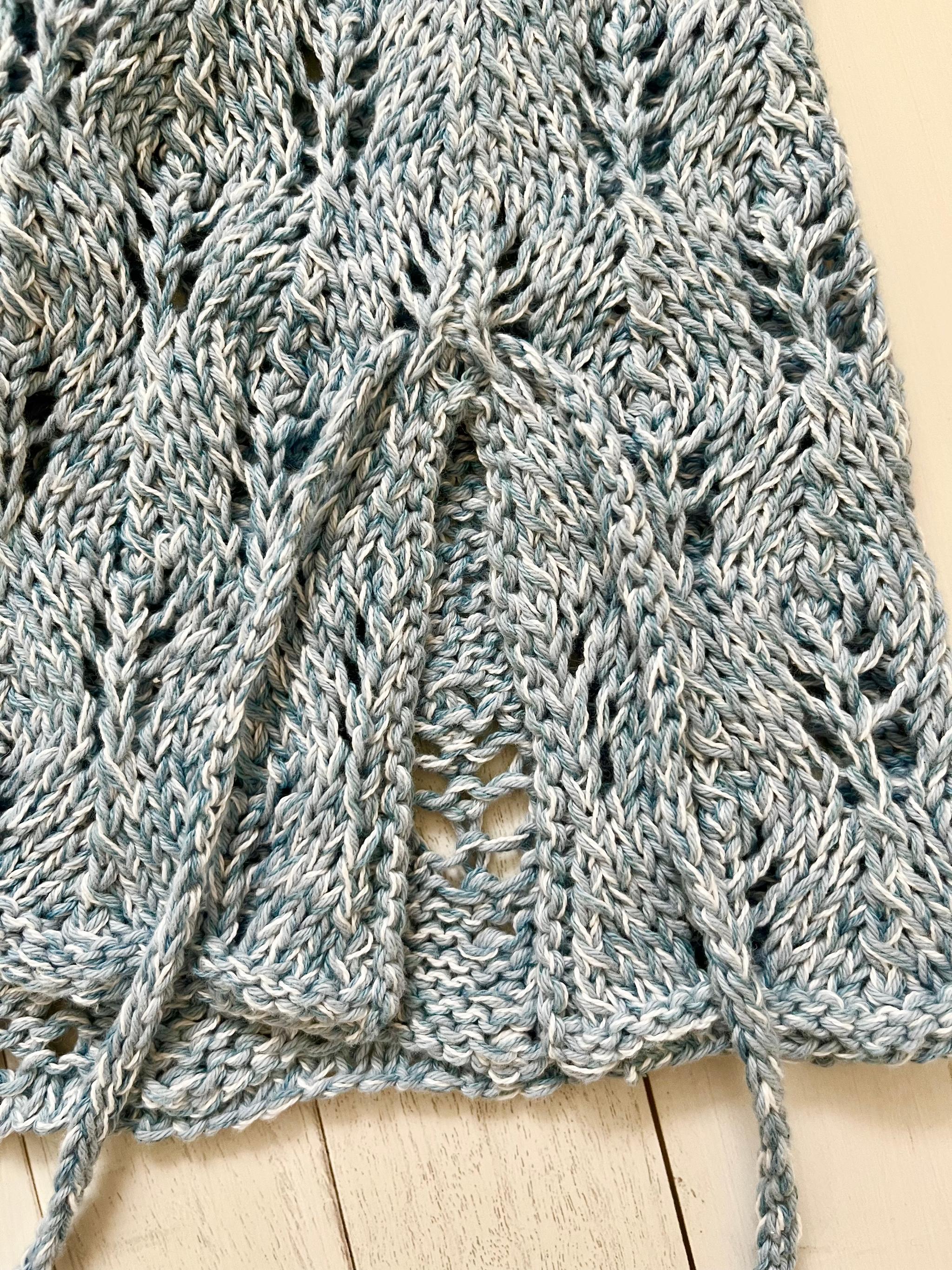 リボン付き透かし編みベスト（ライトブルー） | 8枚目