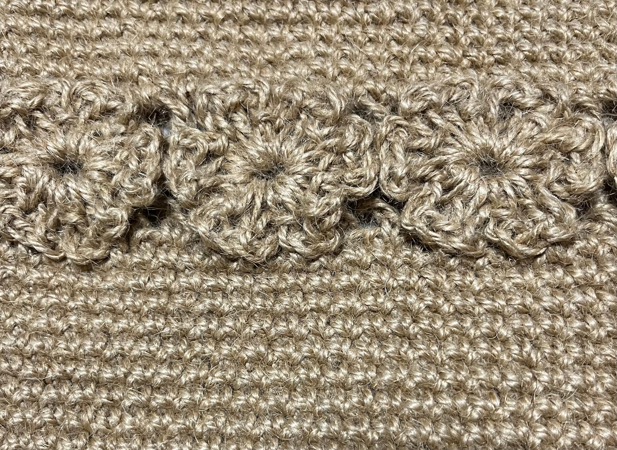 《送料無料》花モチーフを挟んだ麻の細編みバッグ | 5枚目