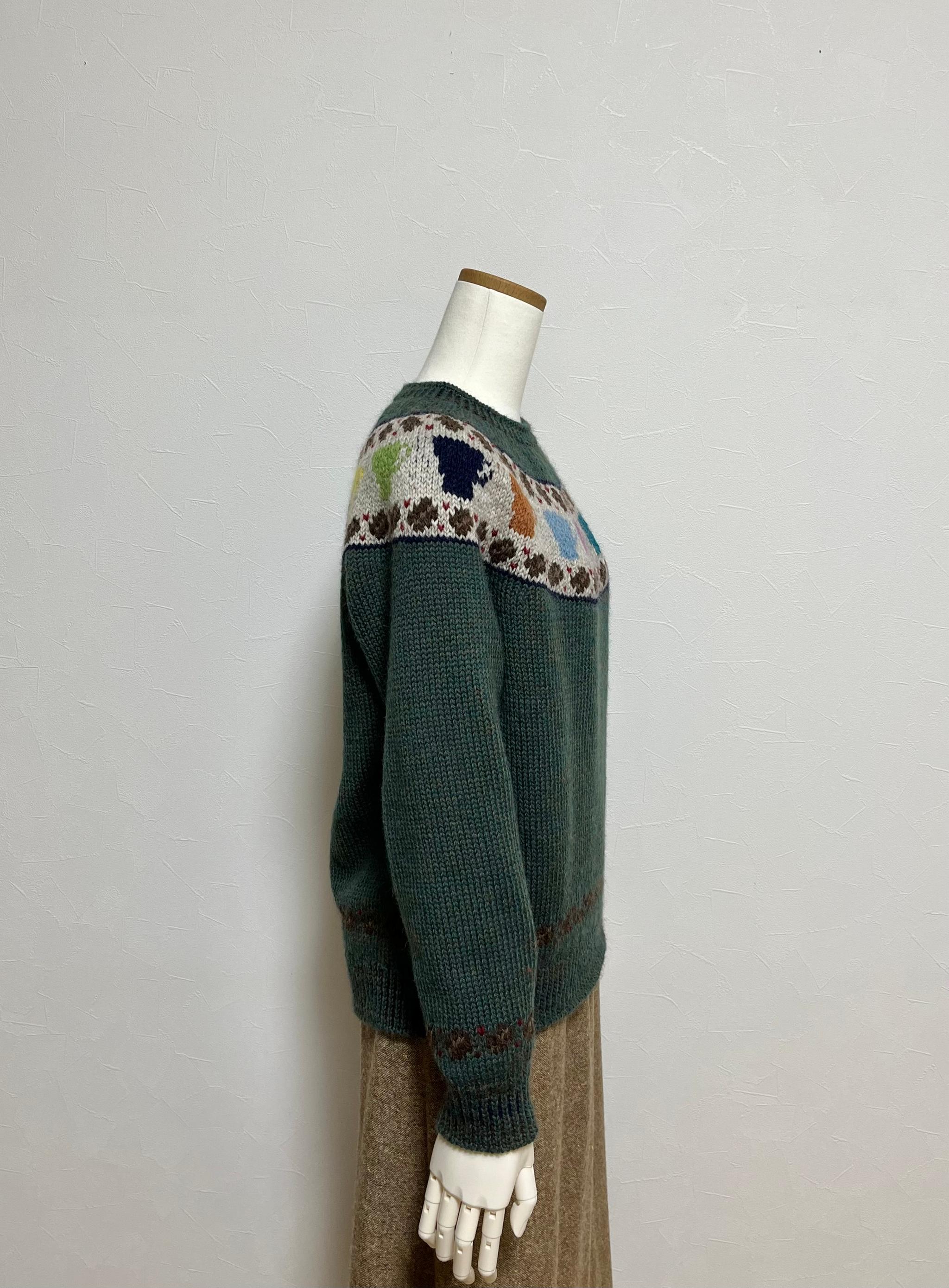 《送料無料》コーヒー豆とマグカップの丸ヨークセーター(レディースM) | 4枚目